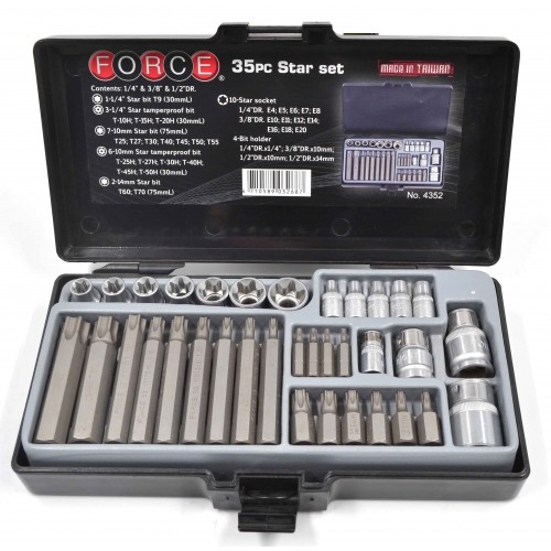 Набір насадок та головок TORX 35од. FORCE 4352 F